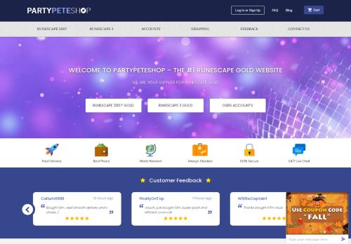 Buy RuneScape Accounts with PartyPeteShop