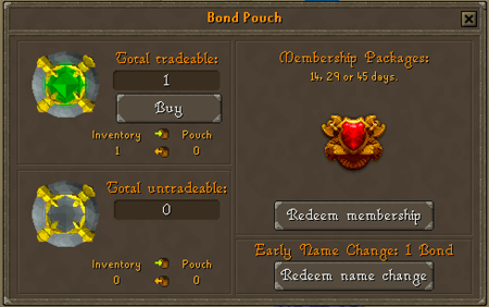 OldSchool RuneScape bond pouch