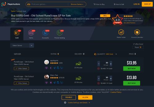 Sell OSRS Account with Player Auctions