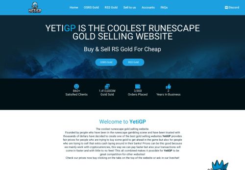 Sell RuneScape Gold with Yetigp