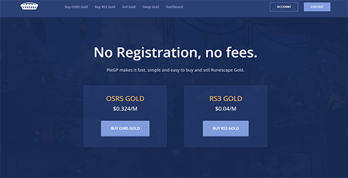 Sell RuneScape Gold with PieGP